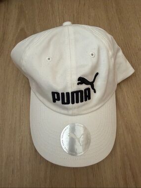 Puma White Cap with Black Logo Embroidery